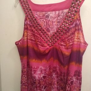 Lane Bryant pink tie dye sleeveless blouse
